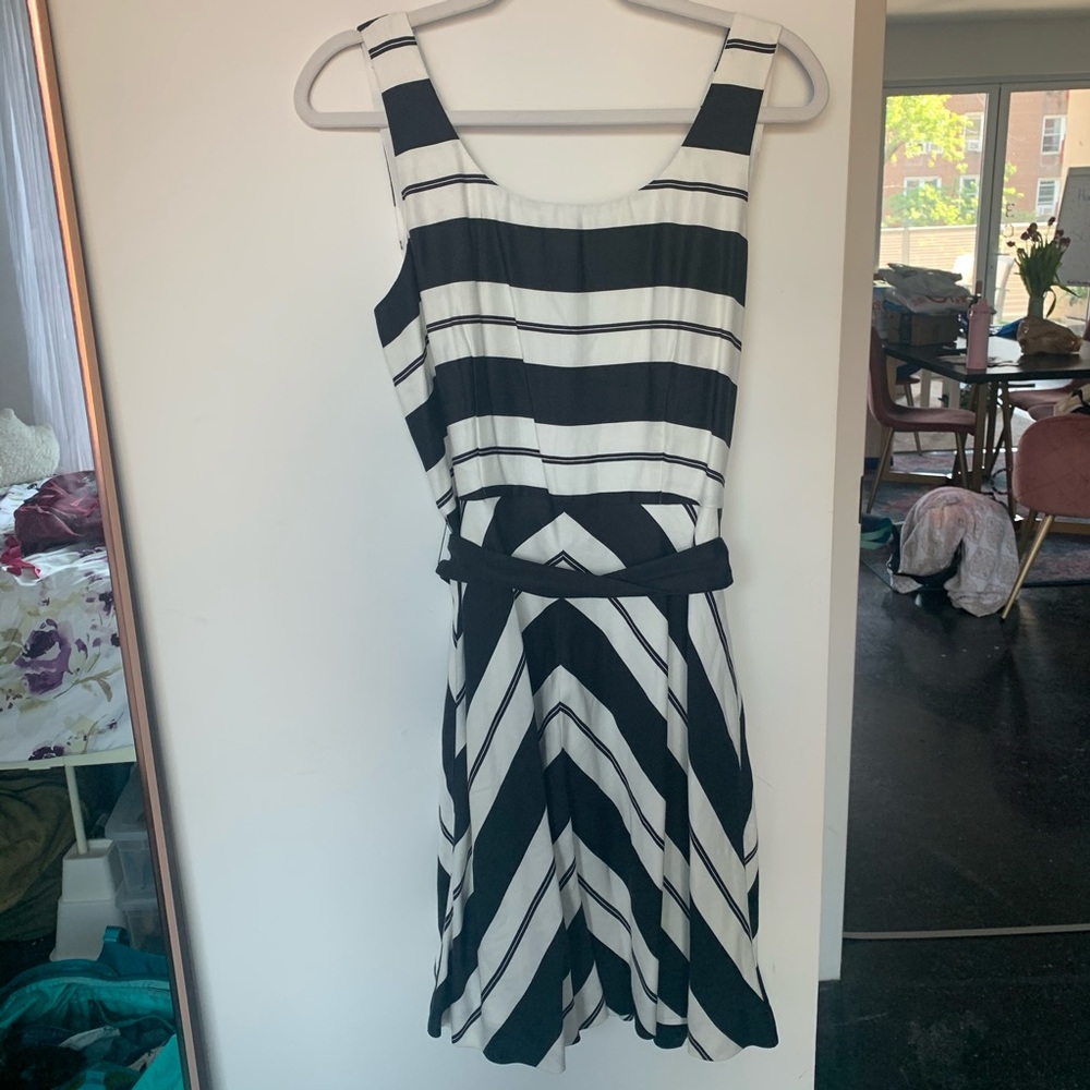 Ann Taylor Black & White Stripe Dress - 10